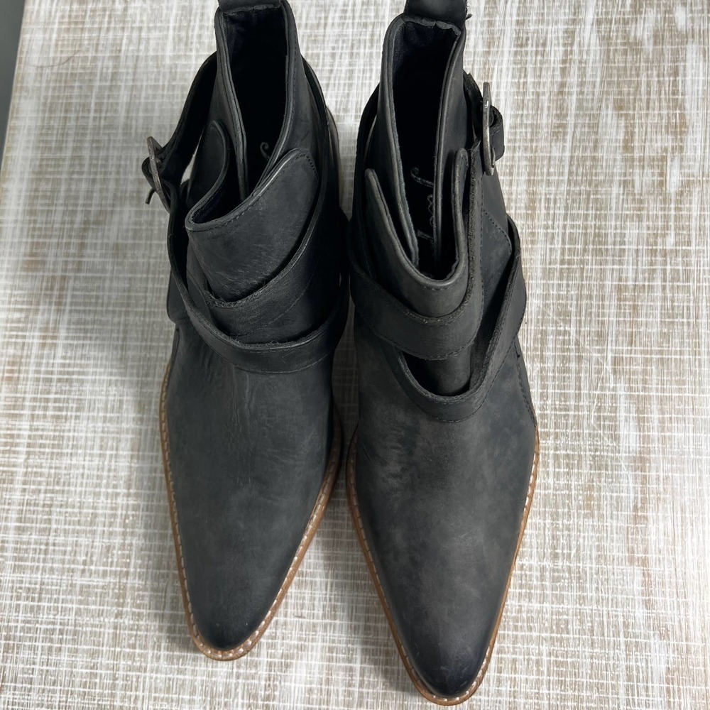 Free People Dark Leather Ankle Booties - Picture 3 of 10